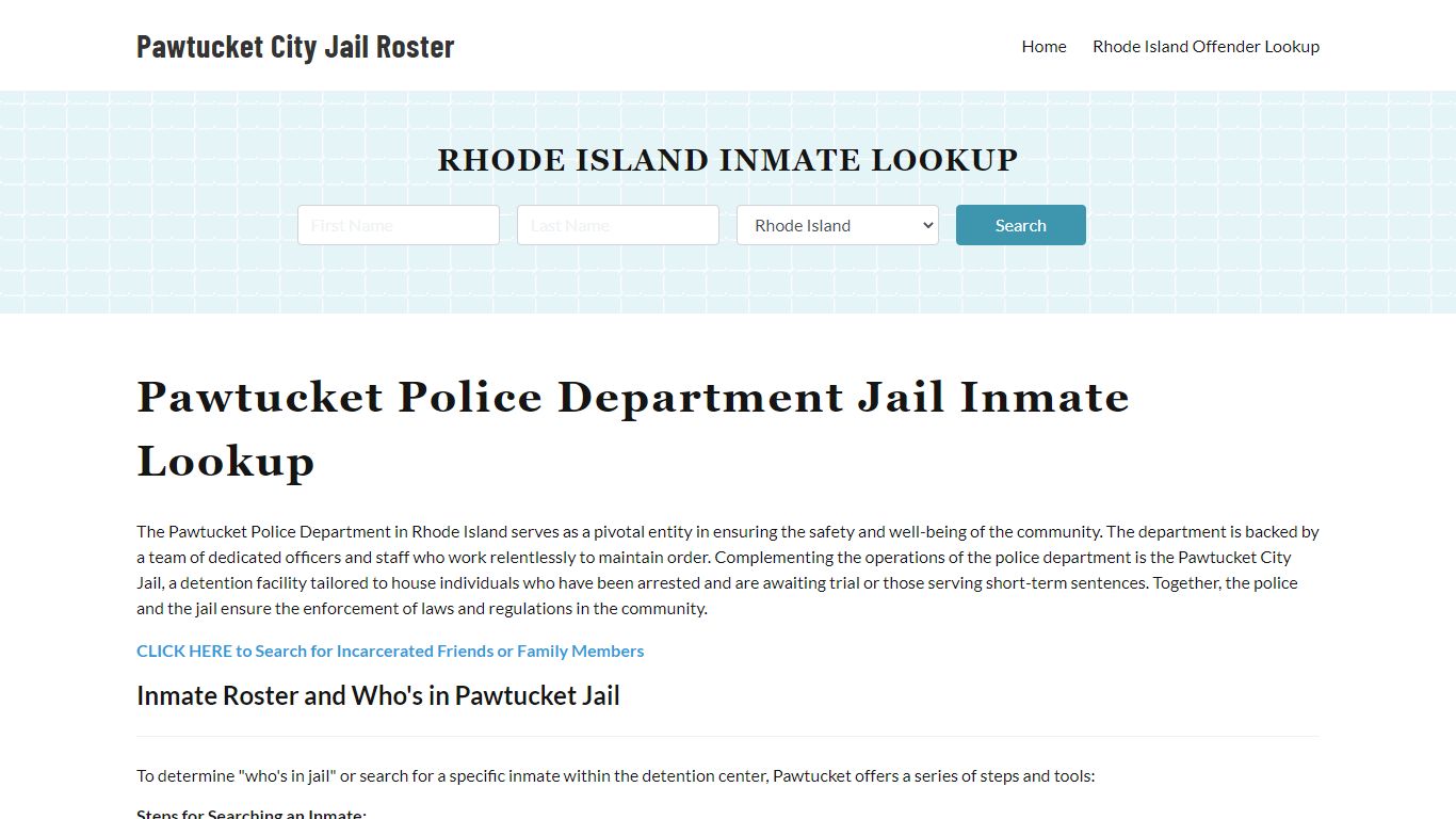 Pawtucket Police Department & City Jail, RI Inmate Roster, Arrests ...